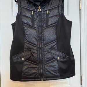 Michael Kors Black Quilted Vest with High Collar